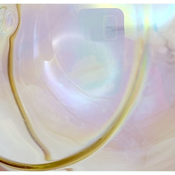 Silvestri Hand Blown Glass Ornament Iridescent Globe With Gold Swirl Christmas - Picture 8 of 12